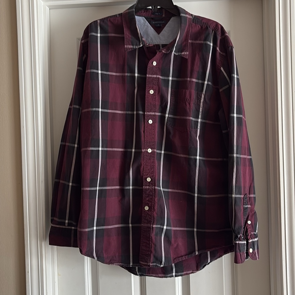 Tommy Hilfiger Retro Plaid Long Sleeve Button Down Shirt XL